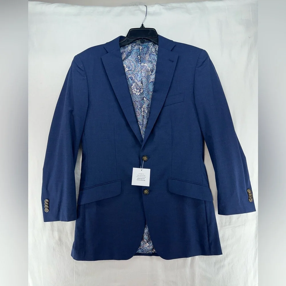 INDOCHINO Mens Solid Blue WOOL Sport Coat Suit Jacket Blazer NEW NWT 36